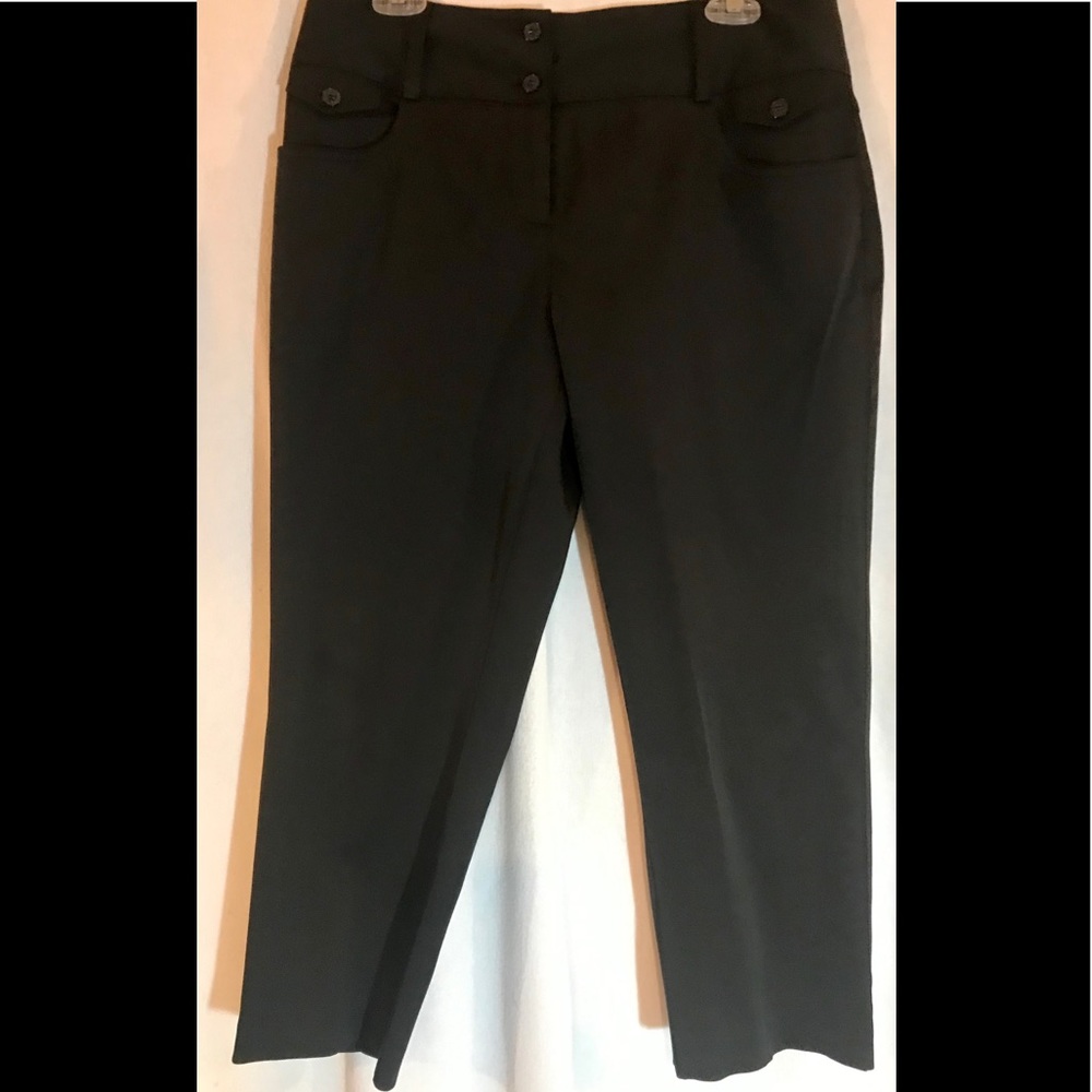 Black Crop Button Pants with Pockets